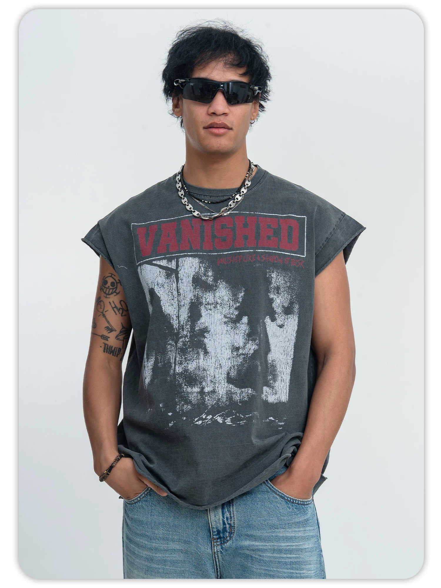 ONSEVENINE Sleeveless Loose-Fit Vintage-Style Washed Cotton Summer Tank Top.