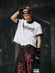 NOMANIAI Fun-print cropped pure cotton short-sleeve T-shirt.