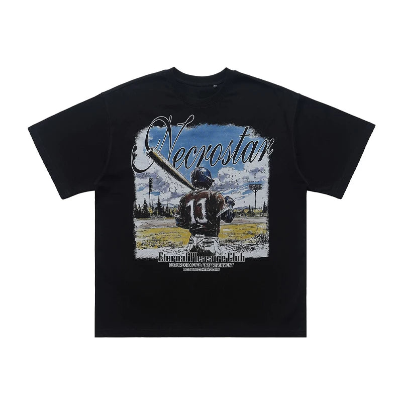 ONS EVENT Original White Ink Direct Spray Printed Short Sleeve Summer New Loose Men's and Women's 315g Small Collar T-shirt