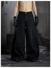 NOMANIAI Paneled Multi-Pocket Cargo Trousers.