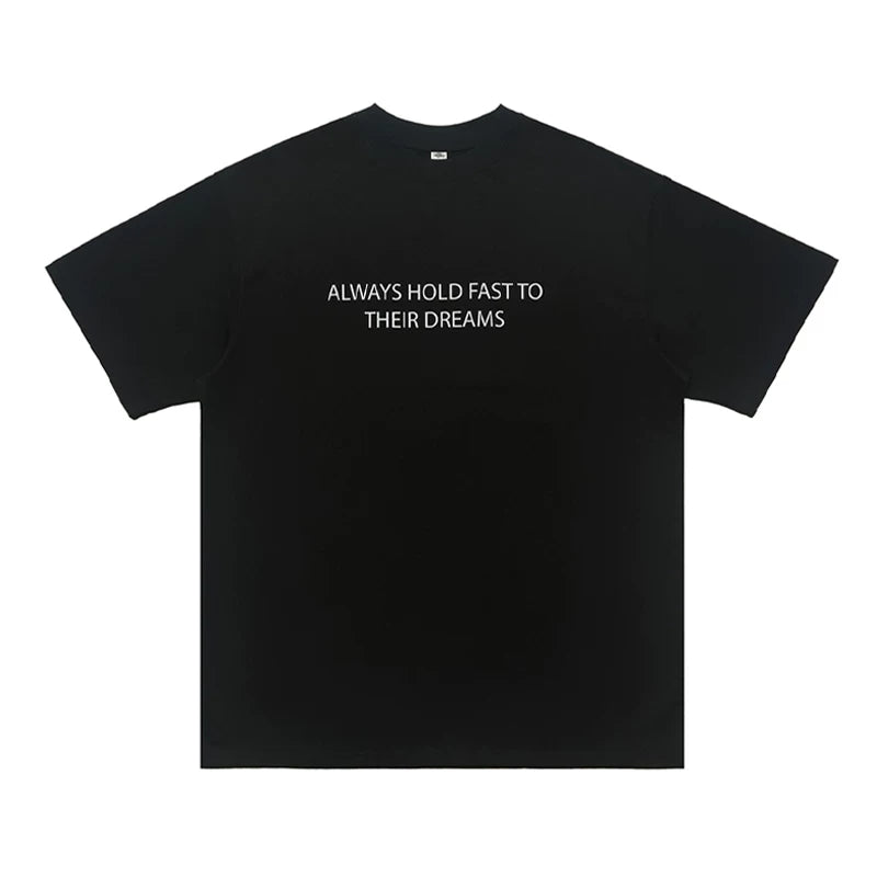 ONS VENINE Trendy American Street Loose 280g Heavy duty Cotton Small Collar Short sleeved T-shirt for Men and Women in Summer