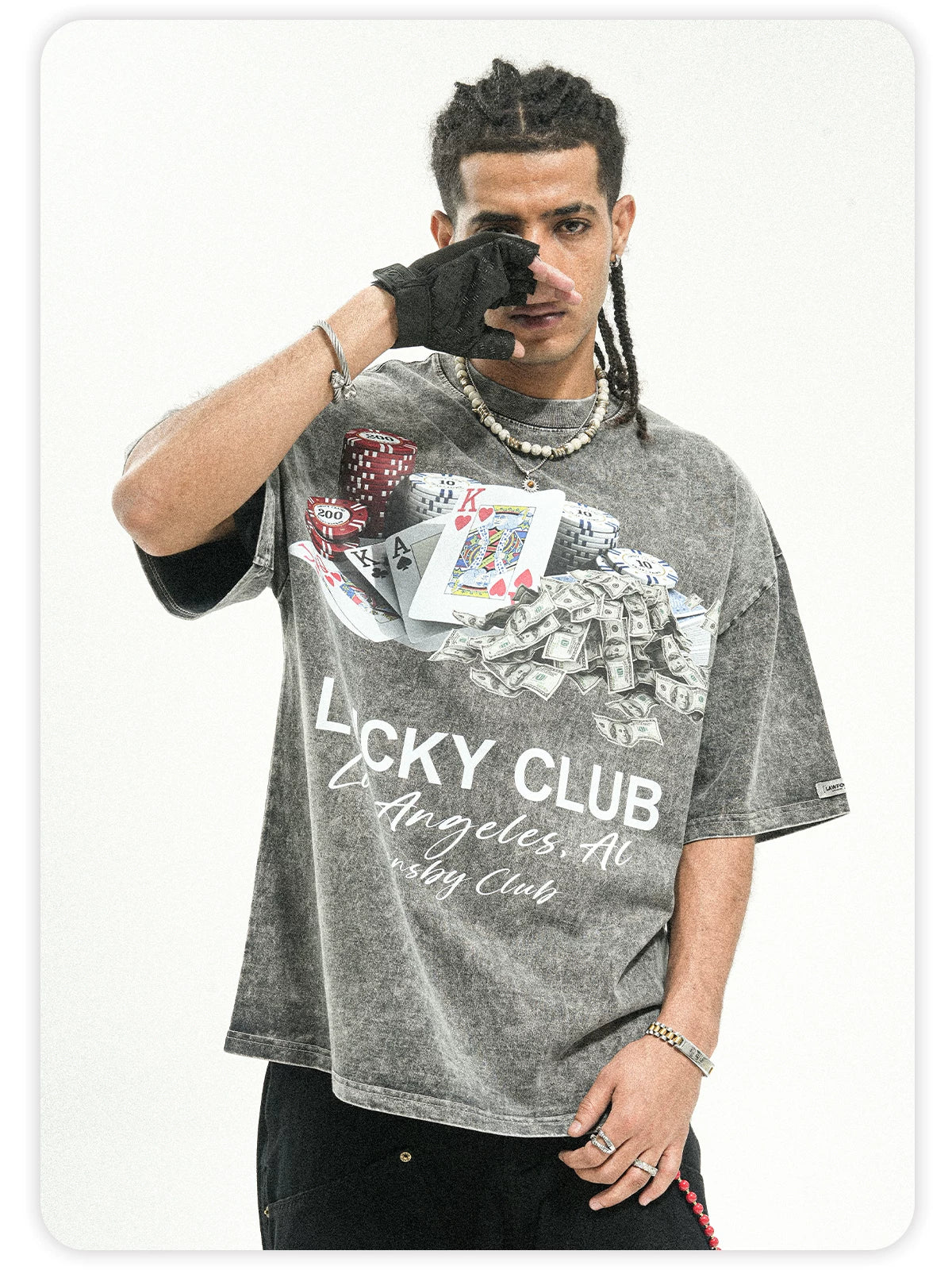 ONSEVENINE Heavyweight Pure Cotton Short-Sleeve T-Shirt with Washed, Distressed Finish.