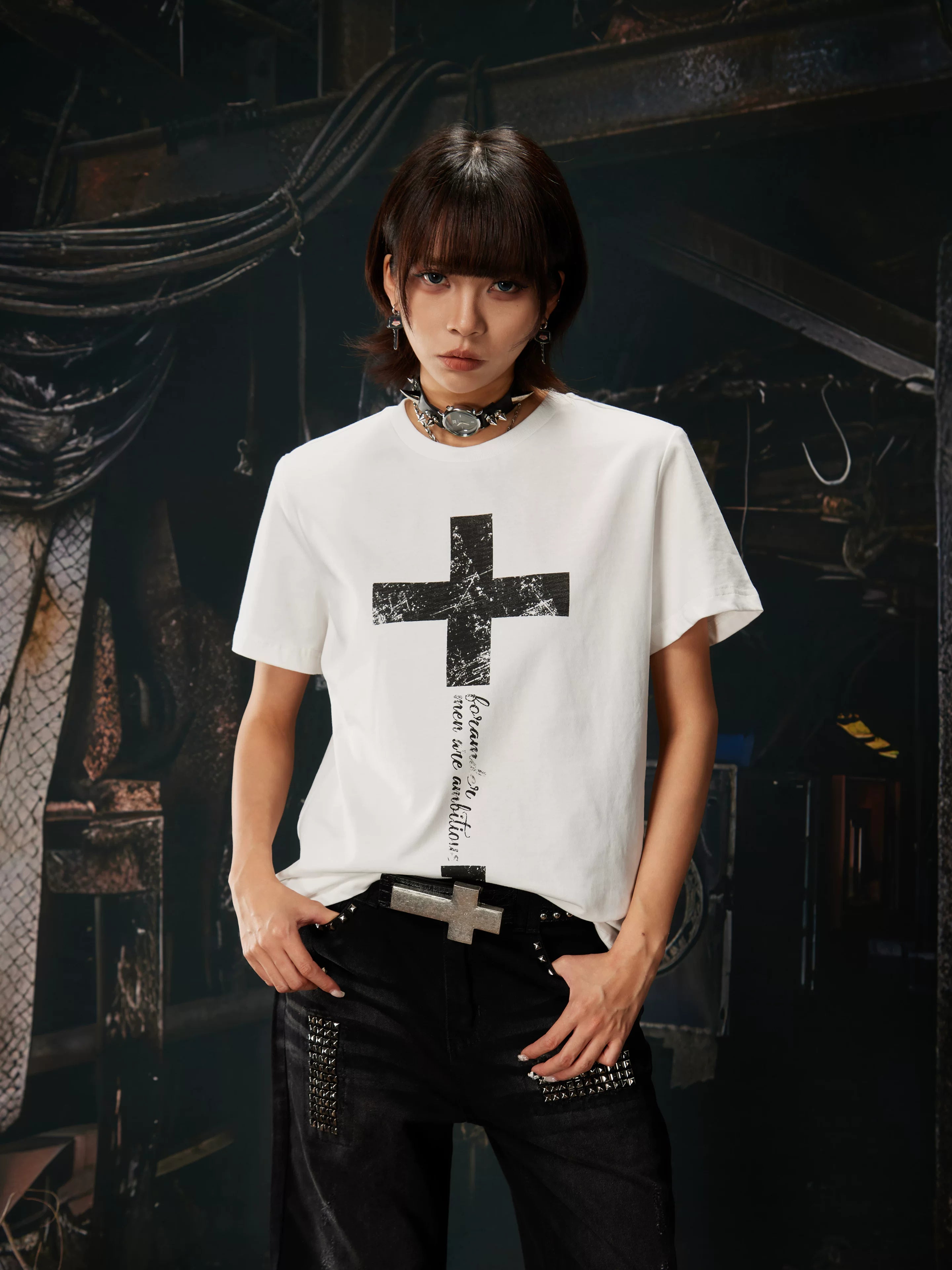 NOMANIAI Street-style printed casual pure cotton T-shirt.