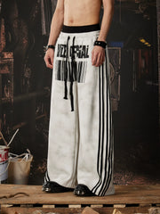 NOMANIAI  Casual pants with double-waistband design and five-stripe print.