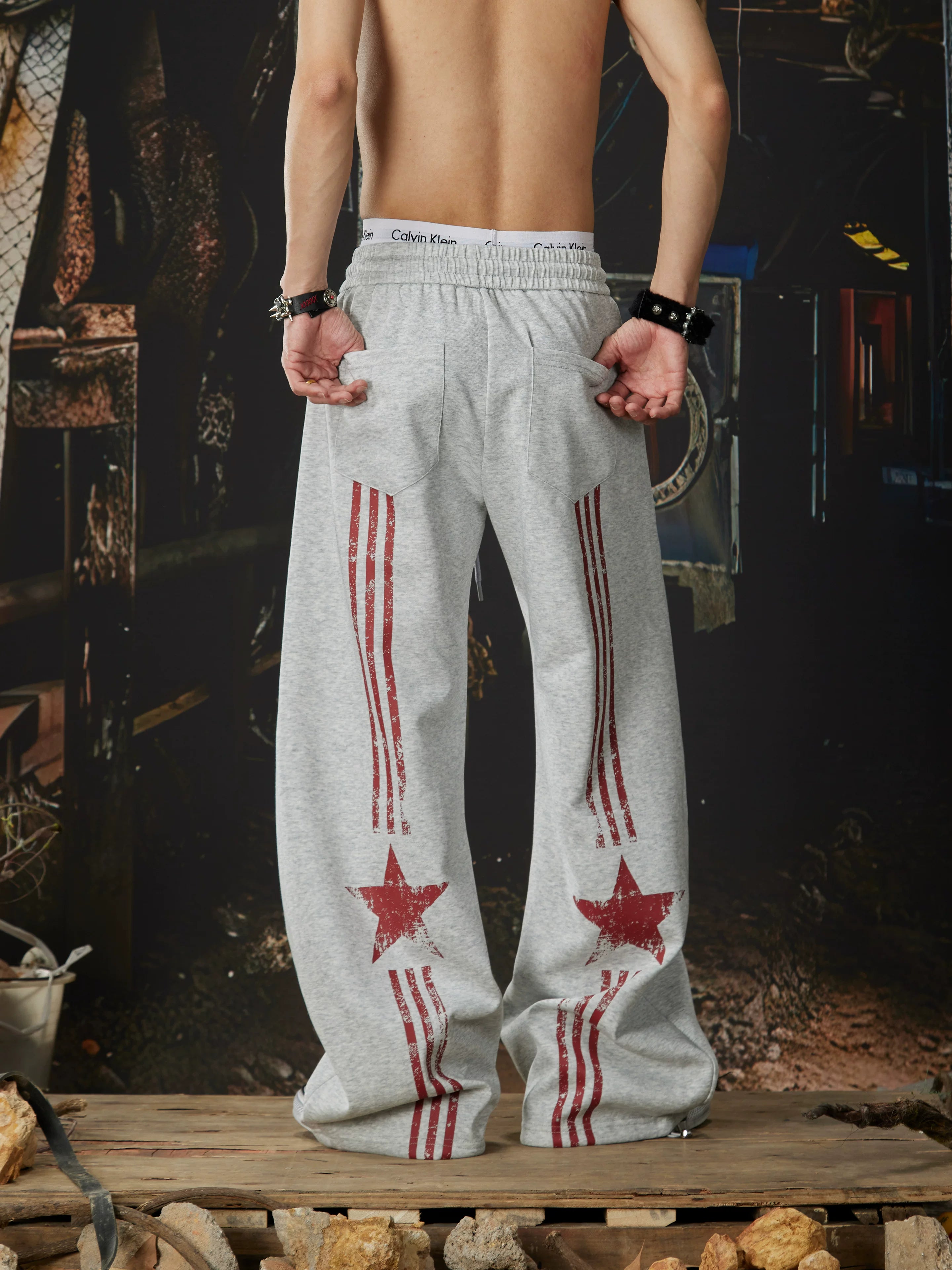 NOMANIAI Unisex Y2K Printed Loose Casual Sweatpants.