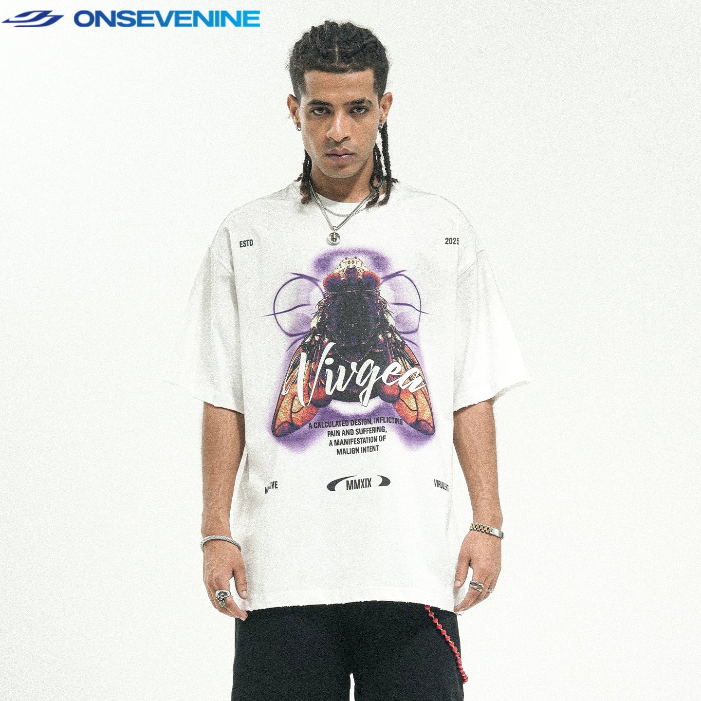 ONS EVENT Original Trendy Brand American Street Washed Retro Pure Cotton Small Collar Short sleeved T-shirt Men's Summer Loose