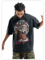 ONSEVENINE Street-style hip-hop loose-fit pure cotton short-sleeve T-shirt.