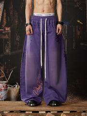 NOMANIAI Light-toned totem print Y2K loose-fit casual pants.