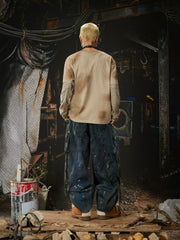 NOMANIAI  Heavy-duty wasteland-style multi-pocket denim jeans.