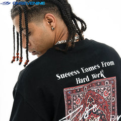ONS EVENT 300g Heavy Cotton Small Collar American Street Hip Hop Loose Short Sleeve T-shirt for Men Summer
