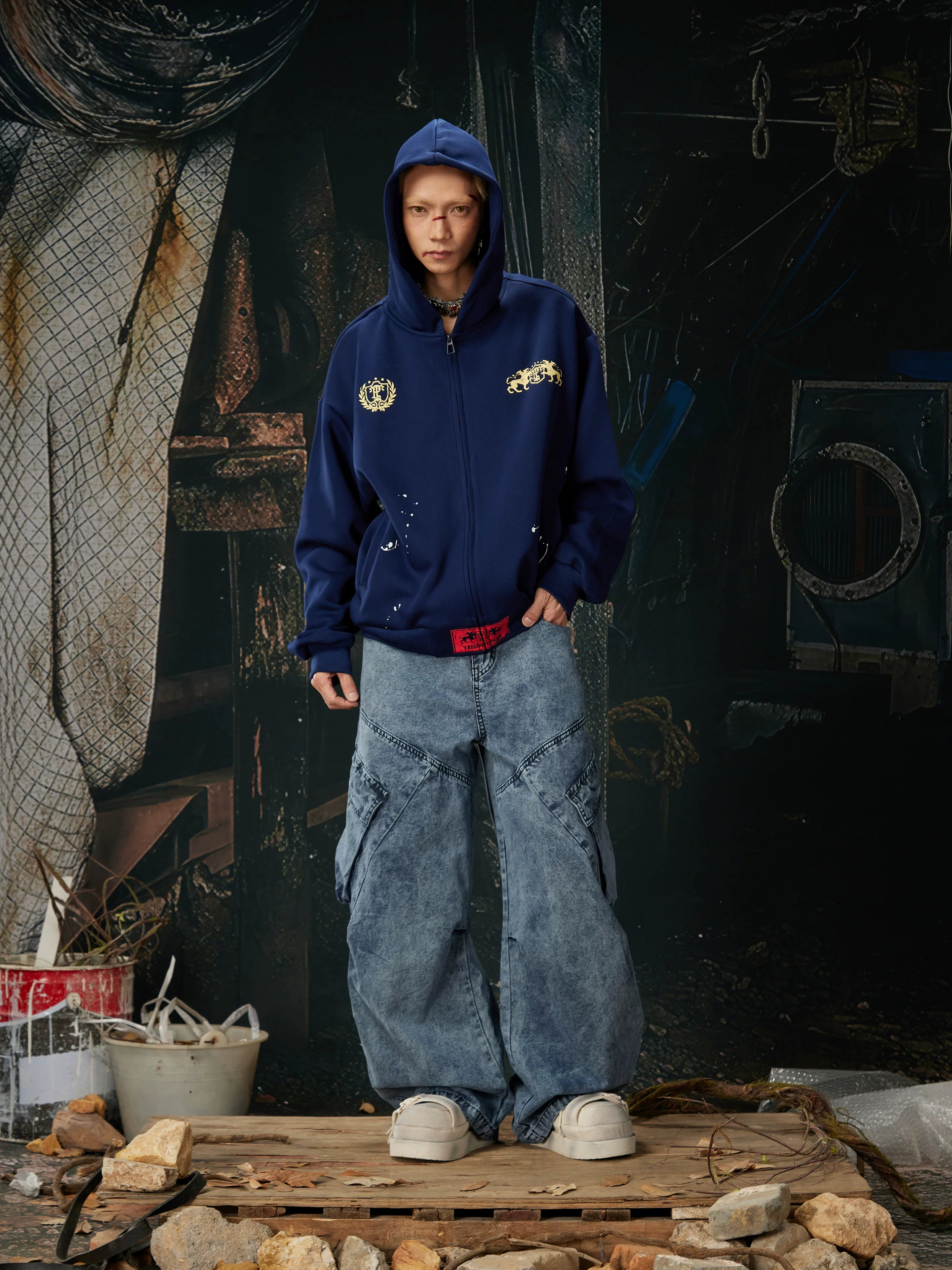 NOMANIAI Distressed Wide-Leg Jeans – Versatile Street Style.