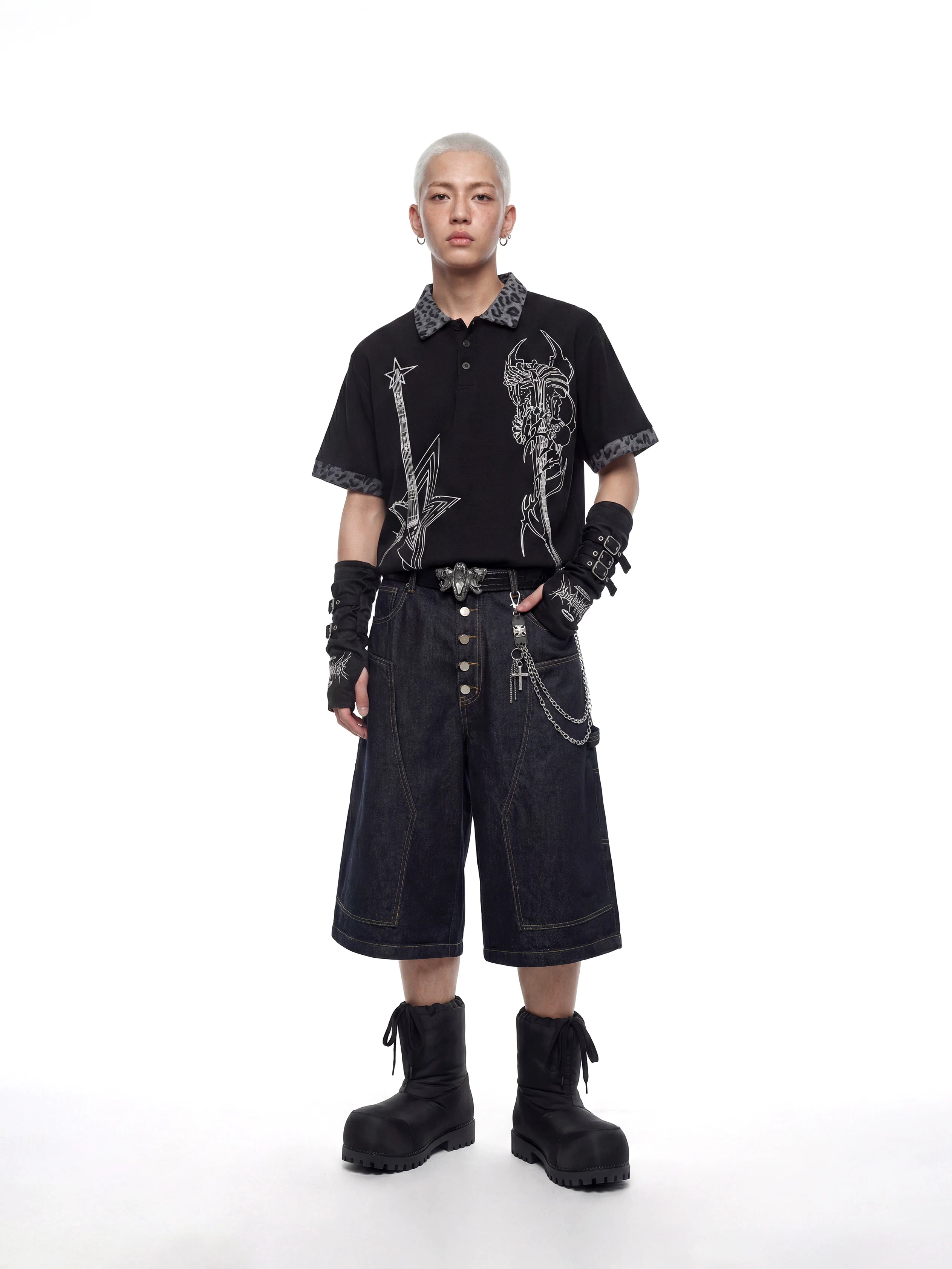 NOMANIAI 3D-cut loose straight-leg cropped jeans.