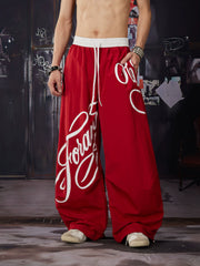 NOMANIAI  Sporty Street-Style Printed Elastic-Waist Casual Paratrooper Pants.