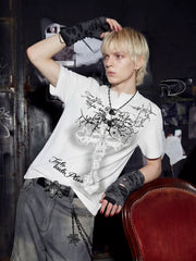 NOMANIAI Short-sleeved T-shirt with cross print.
