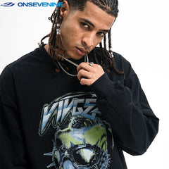ONIVENINE heavyweight pure cotton American street original design trendy long sleeved T-shirt men's autumn top base shirt