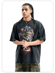 ONSEVENINE Street-style hip-hop loose-fit pure cotton short-sleeve T-shirt.
