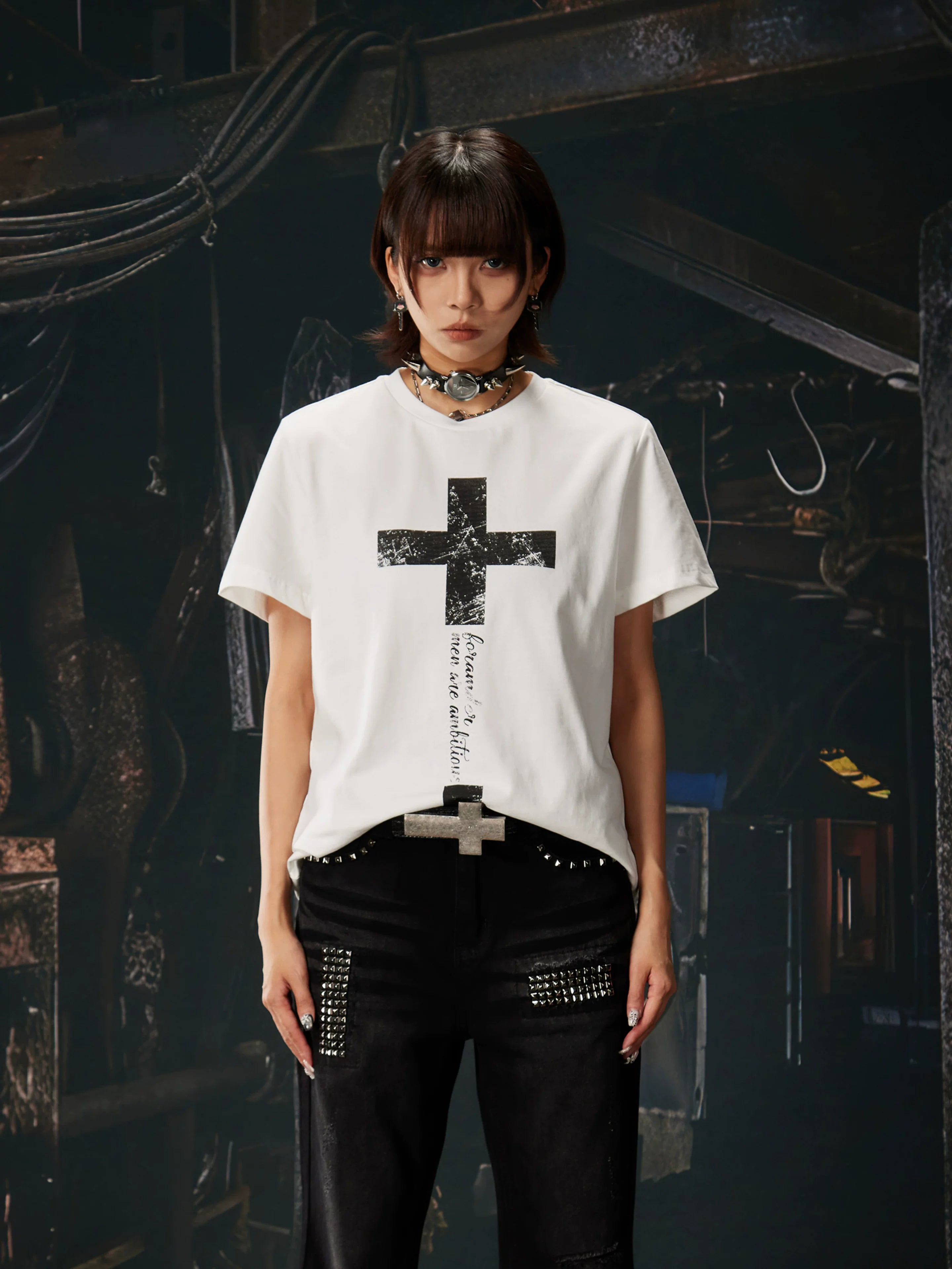NOMANIAI Street-style printed casual pure cotton T-shirt.