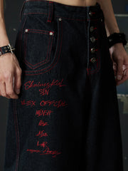 NOMANIAI  Dragon Totem Embroidered Multi-Button Jeans.