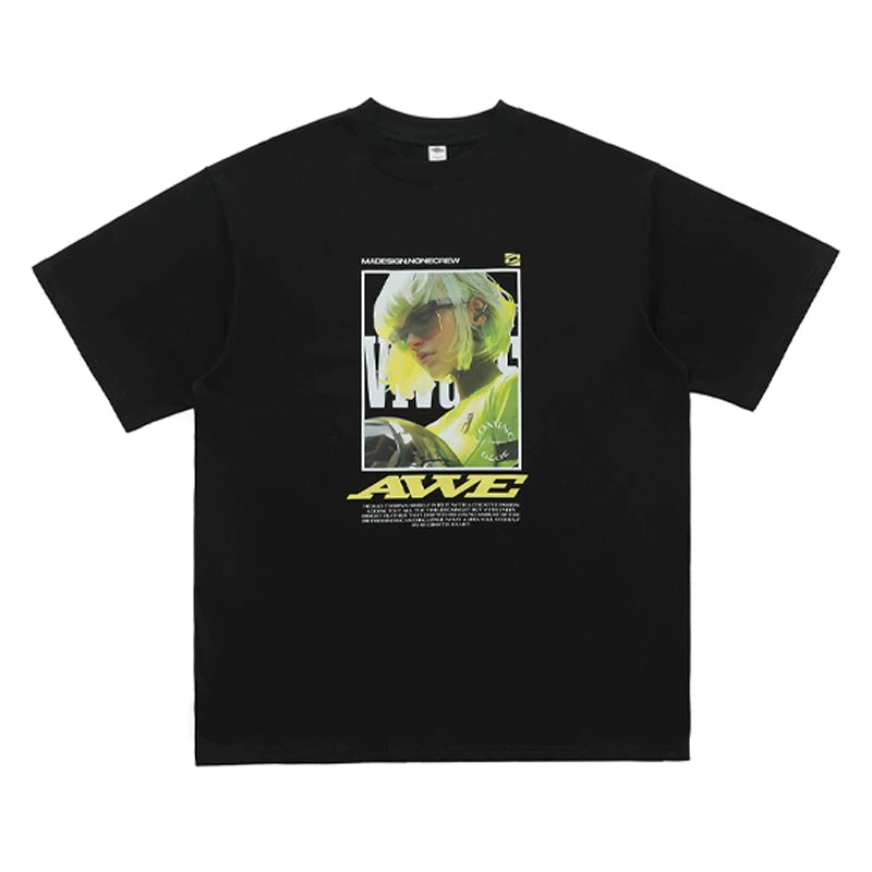ONS EVENT Original Trendy Brand Heavy Cotton Printed Small Collar Short sleeved T-shirt for Men and Women Summer Street Couple