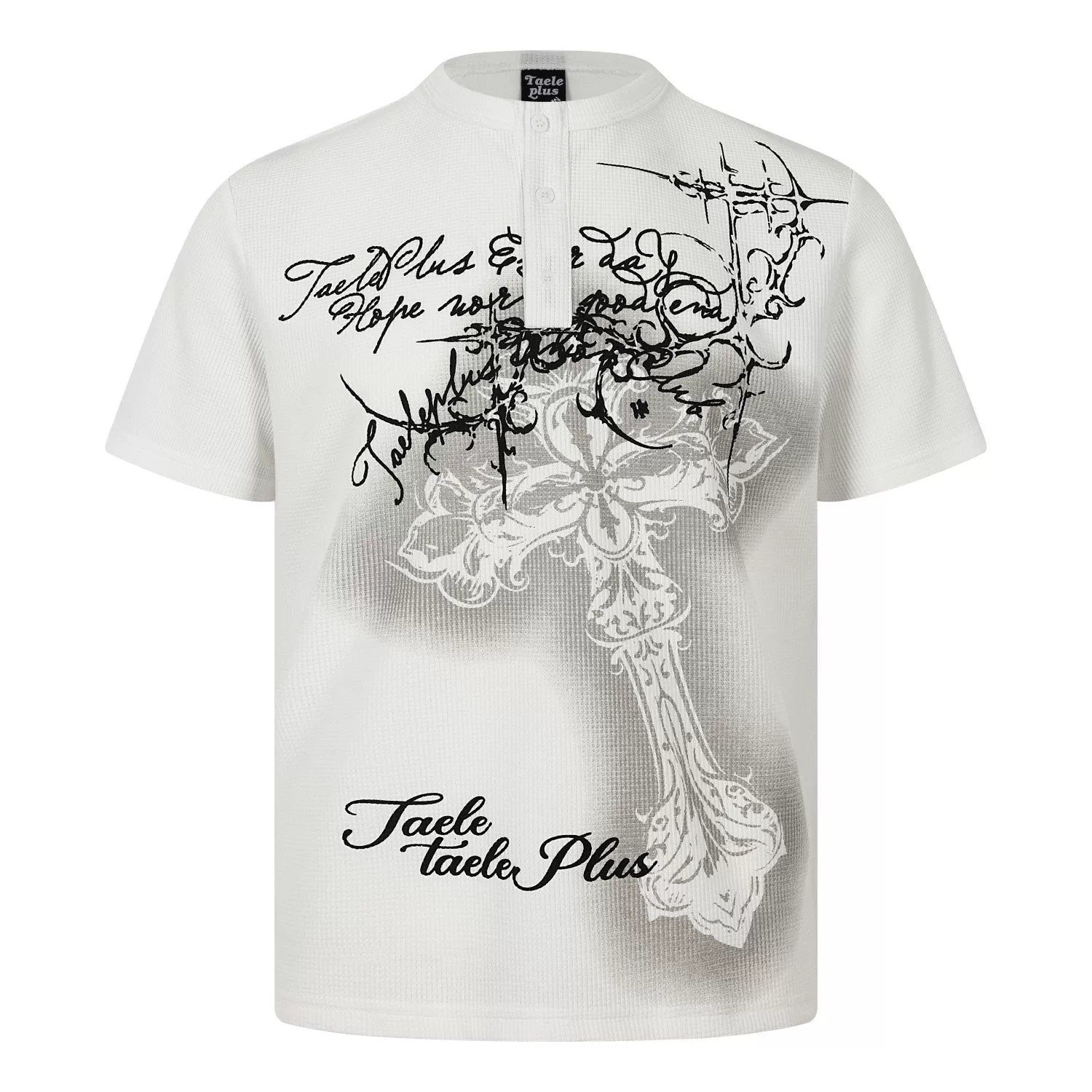 NOMANIAI Short-sleeved T-shirt with cross print.