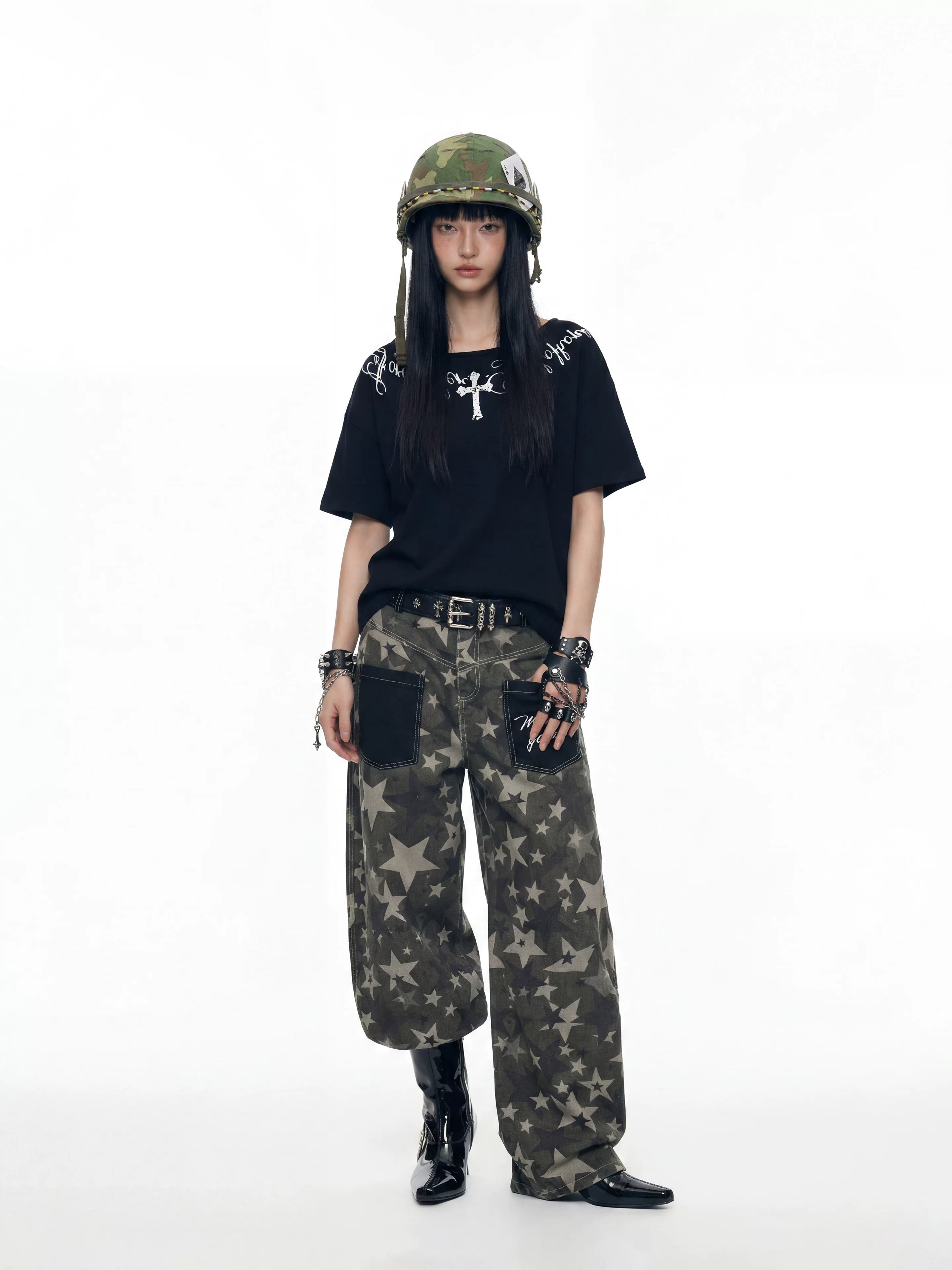 NOMANIAI Women's Printed Slim-Fit Short-Sleeve T-Shirt.