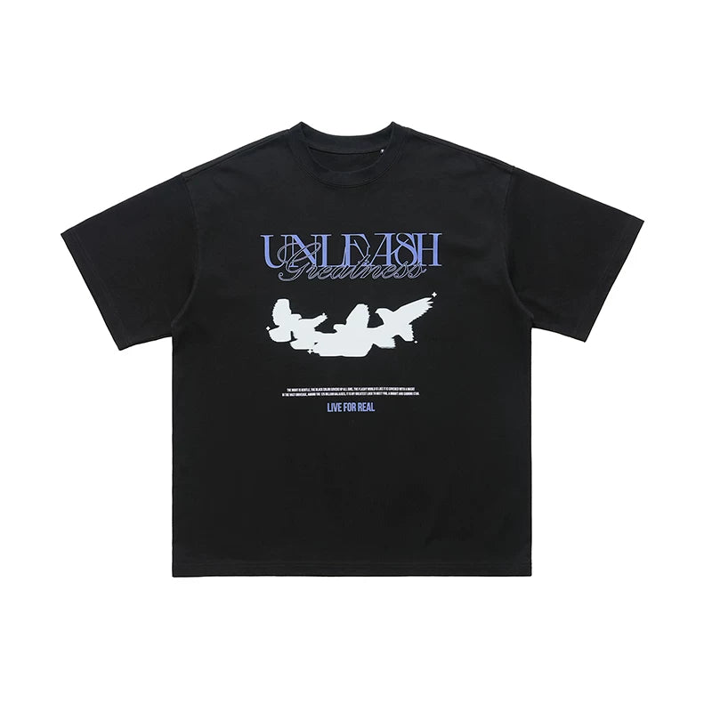 ONS EVENT Original Trendy Brand 300g Heavy Cotton Small Collar American High Street Boys' T-shirt Short Sleeve Summer