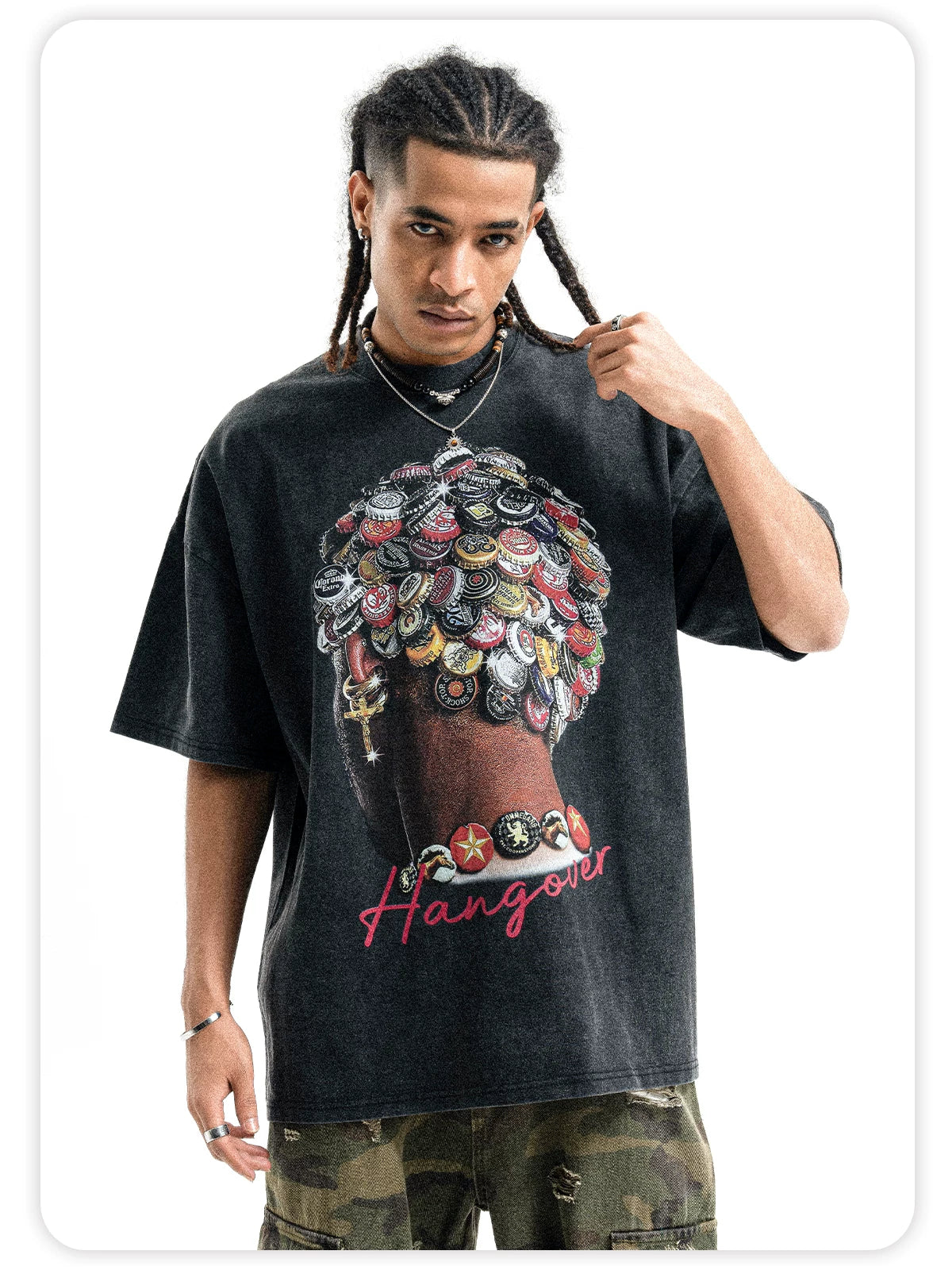 ONSEVENINE Street-style hip-hop loose-fit pure cotton short-sleeve T-shirt.