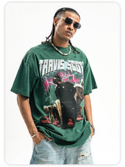ONSEVENINE Trendy vintage-style washed short-sleeve T-shirt.