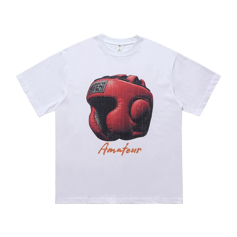 ONIVENINE American Street Small Collar 280g Heavy Cotton Short sleeved T-shirt for Men and Women Summer Loose Hip Hop