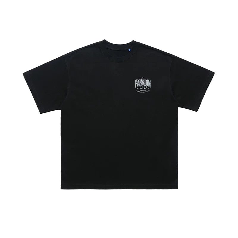 ONIVENINE American Hip Hop Street Dance Trendy Brand Small Collar 300g Pure Cotton Couple's Short sleeved T-shirt for Men and Women Summer