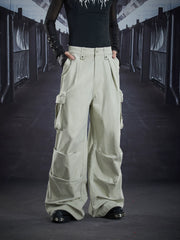 NOMANIAI Paneled Multi-Pocket Cargo Trousers.