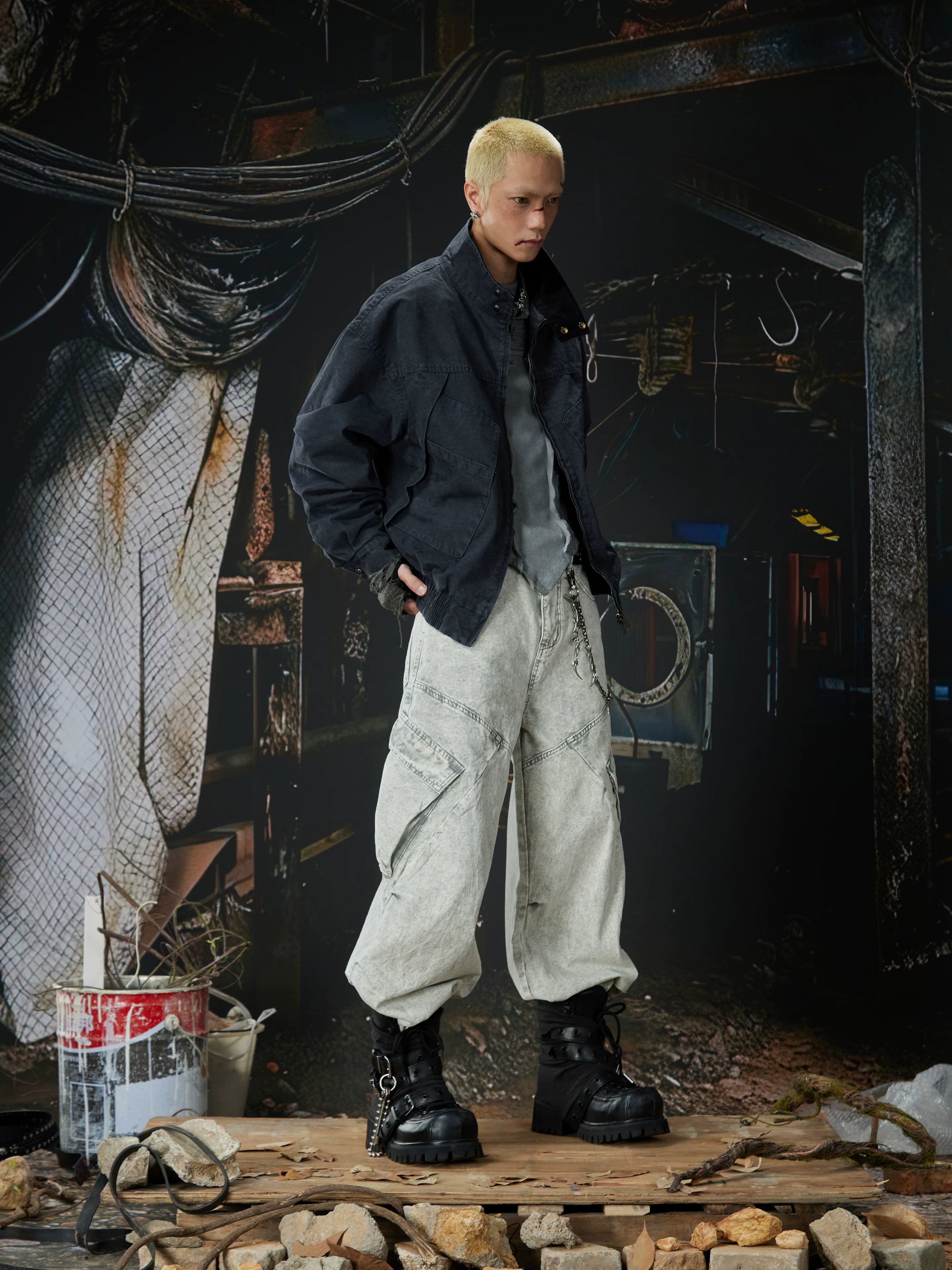 NOMANIAI Distressed Wide-Leg Jeans – Versatile Street Style.