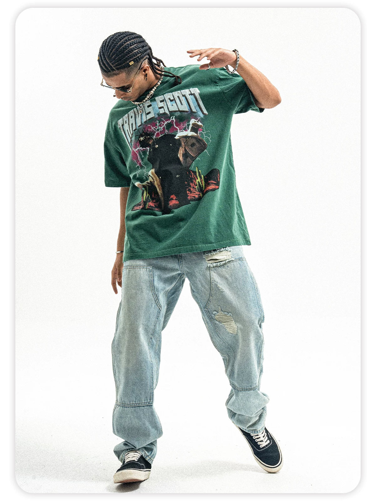 ONSEVENINE Trendy vintage-style washed short-sleeve T-shirt.