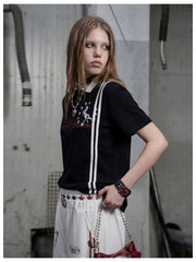 NOMANIAI Star and Warhorse Embroidery Jersey Polo Shirt – Sporty Streetwear Style.