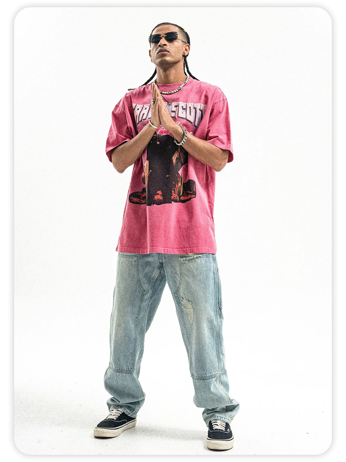 ONSEVENINE Trendy vintage-style washed short-sleeve T-shirt.
