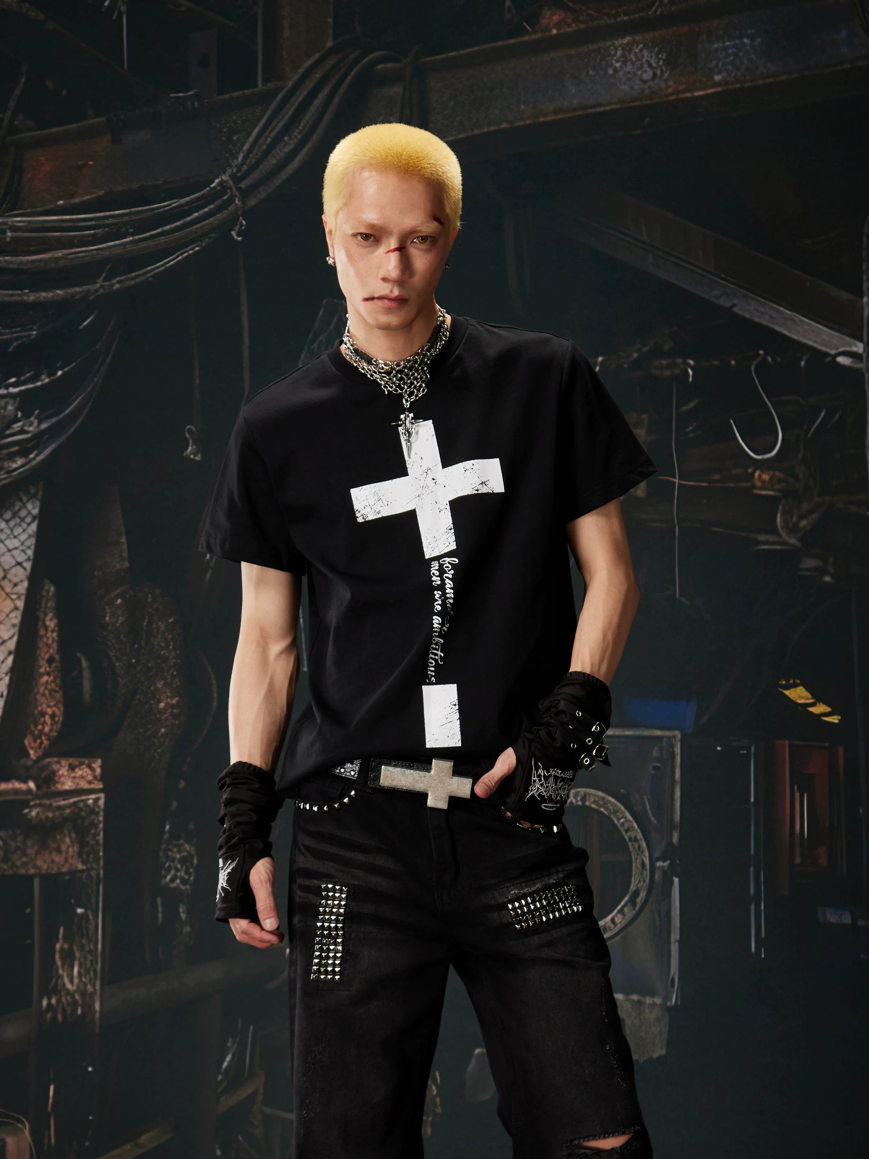 NOMANIAI Street-style printed casual pure cotton T-shirt.