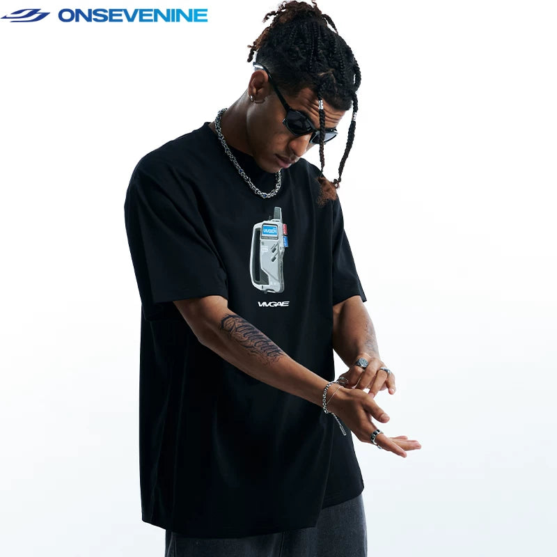 ONS EVENT Heavy Cotton Small Collar 260g Original Trendy Brand Short sleeved T-shirt for Men and Women Summer Loose Couple Wear