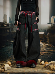 NOMANIAI Original Niche Y2K Plaid Detachable "Scimitar" Jeans.
