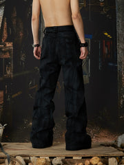 NOMANIAI Dark-coated rivet micro-flared jeans.