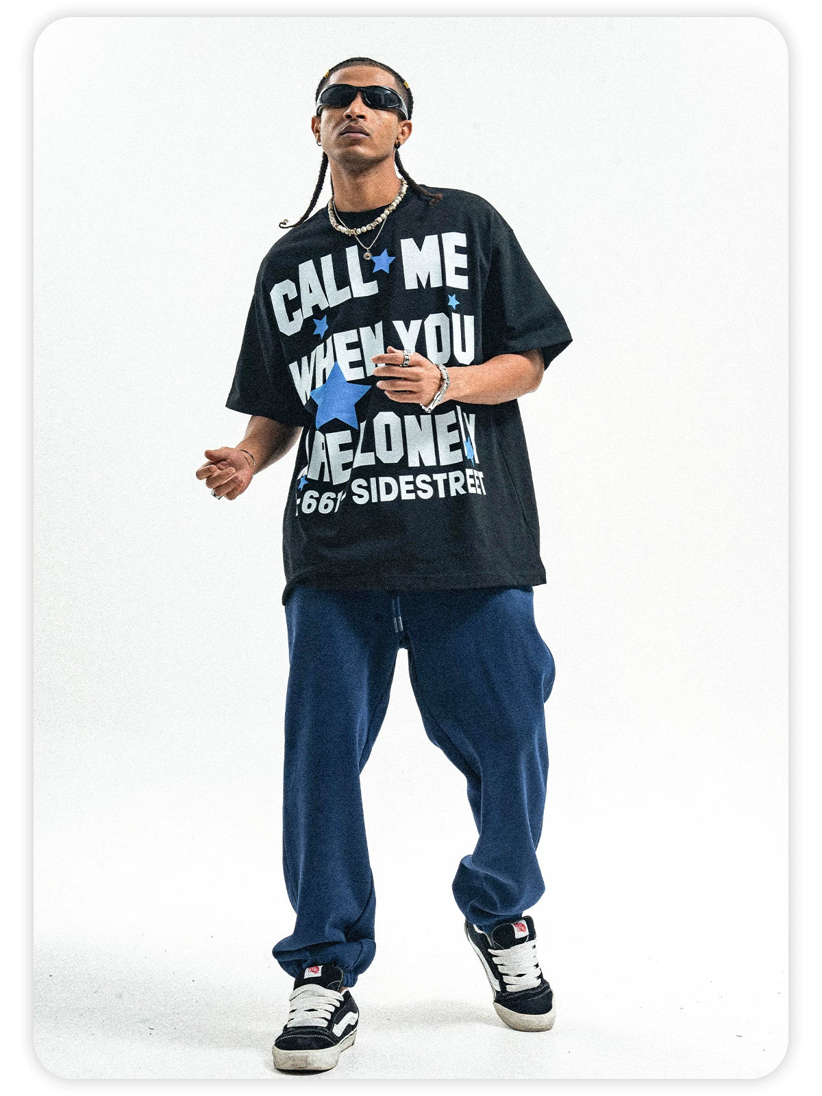 ONSEVENINE Pure Cotton Street-Style Letter-Print Short-Sleeve T-Shirt with Small Neckline.