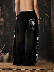 NOMANIAI Light-toned totem print Y2K loose-fit casual pants.