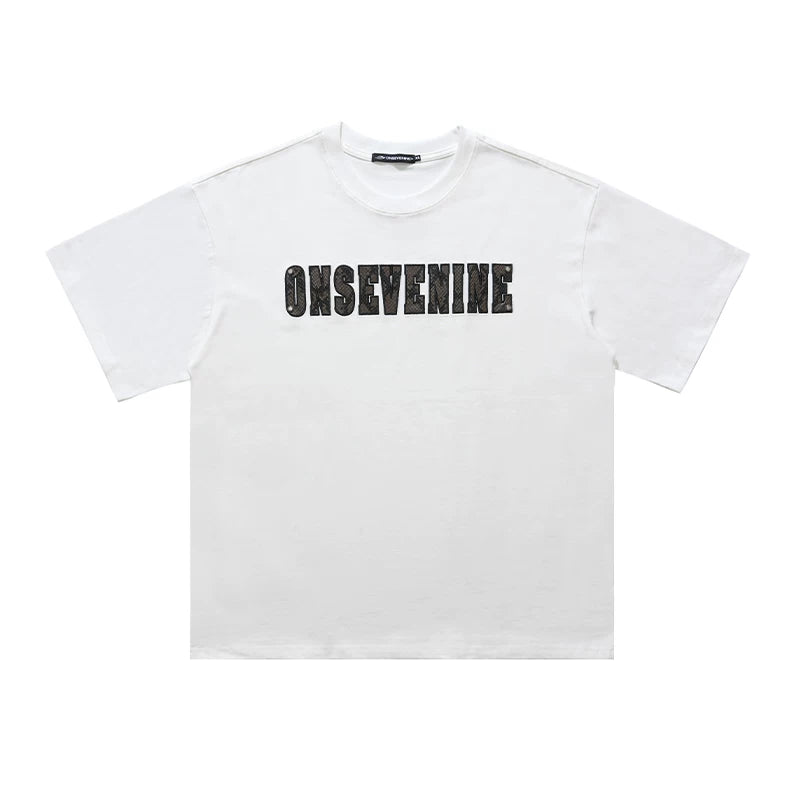 ONSEVENINE American Street Snakeskin Printed Button Nail Weight 300g Cotton Short Sleeve T-shirt Men's Summer China-Chic