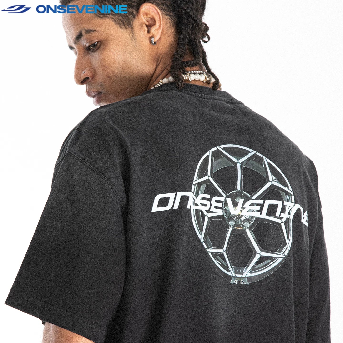 ONS EVENT American Street Washed Vintage Gradient Loose Small Collar Short sleeved T-shirt for Men and Women Summer
