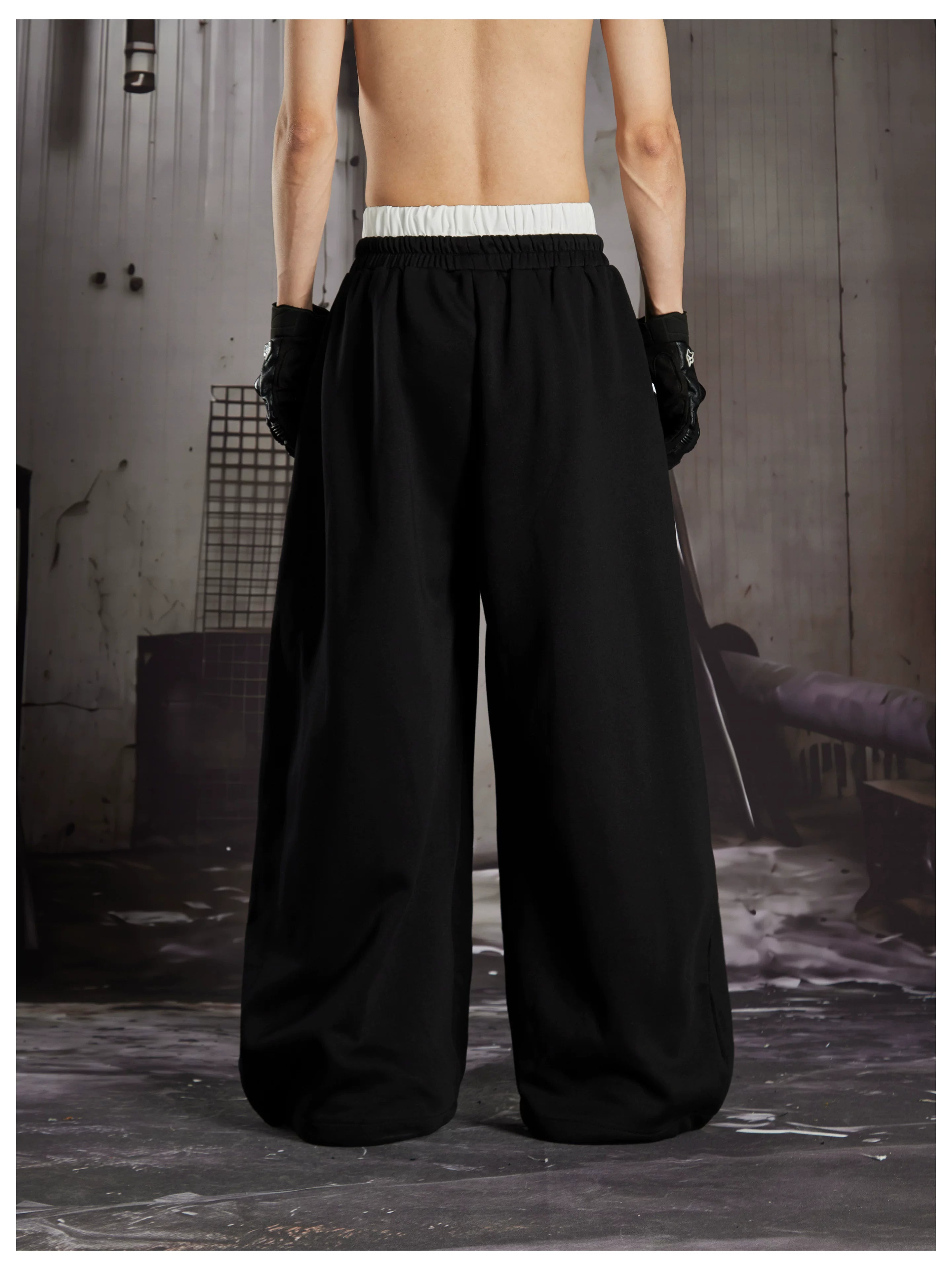 NOMANIAI  Y2K Graffiti-Print Casual Pants with Double-Layer Waistband and Three-Stripe Detail.