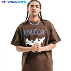 ONS EVENT Original Trendy Brand 300g Heavy Cotton Small Collar American High Street Boys' T-shirt Short Sleeve Summer